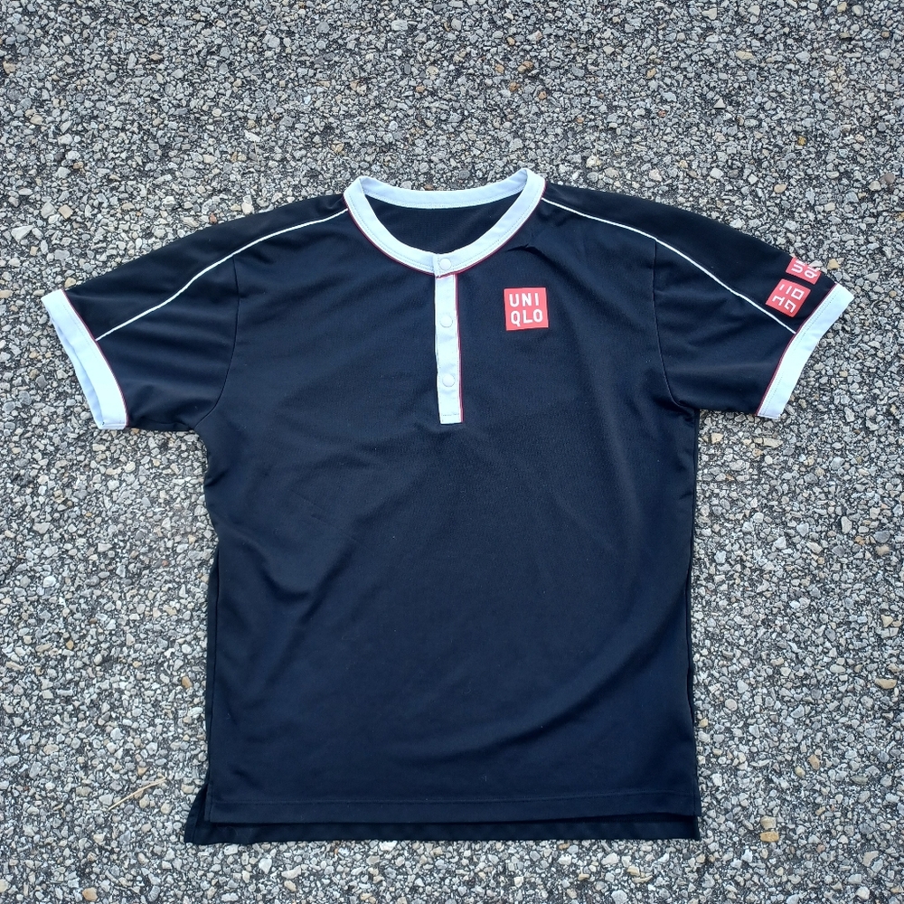 Uniqlo Roger Federer RF 2019 US Open NYC Henley Tennis Polo Shirt DRY-EX